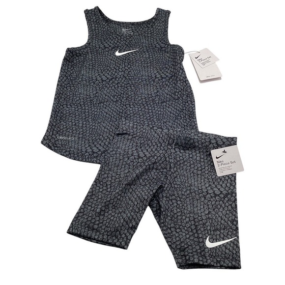 Nike Other - Nike Girls Dri-FIT 2-Piece Outfit Set Tank Top Biker Shorts Black 6